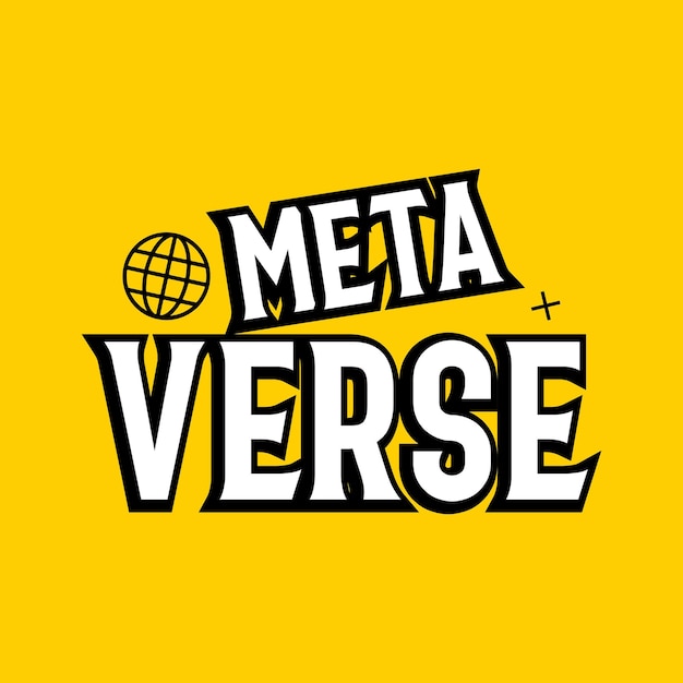 Metaverso juego vector de tipografía de fondo amarillo.