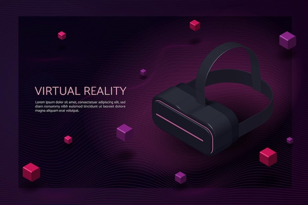 Metaverso y tecnología blockchain a través de gafas de realidad virtual con objetos flotando