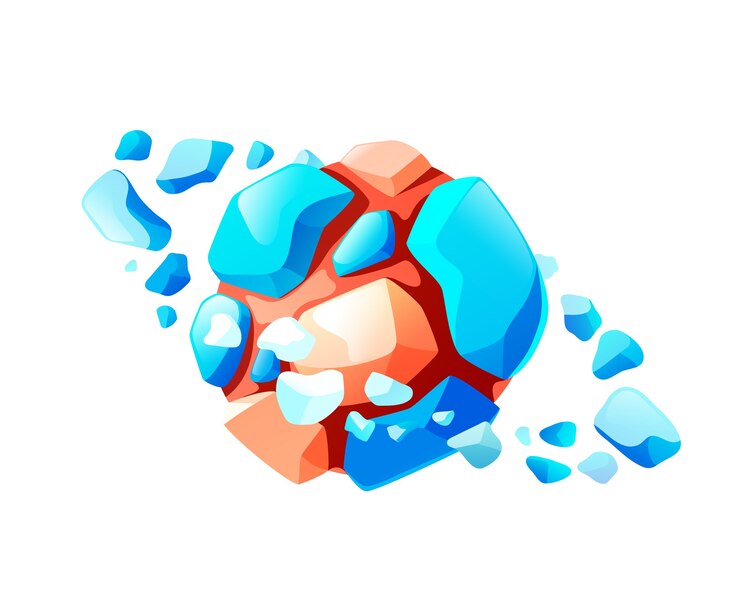 Vector meteorito de dibujos animados flotando en el universo