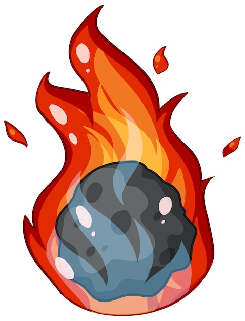 Meteorito de llama en estilo de dibujos animados
