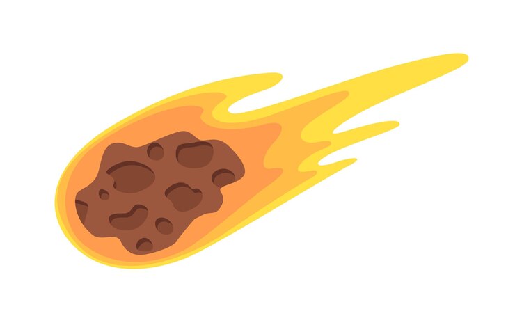Vector meteorito vectorial plano aislado en fondo blanco ilustración para telas textiles carteles tarjetas camisetas, etc.