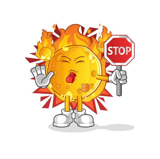 El meteoro con señal de stop. vector de mascota de dibujos animados