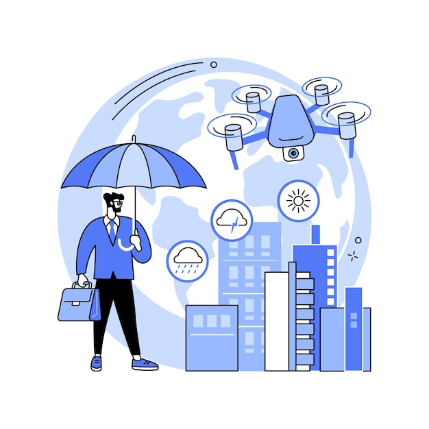 Meteorología drones concepto abstracto vector ilustración