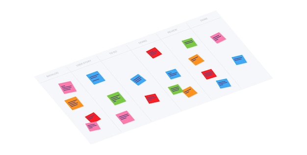 Vector metodología del tablero scrum