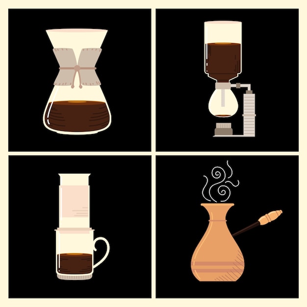 Métodos de preparación de café, diferentes formas de hacer bebida energética caliente.