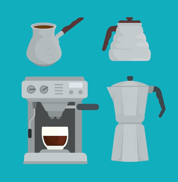 Métodos de preparación de café establecer diseño de iconos