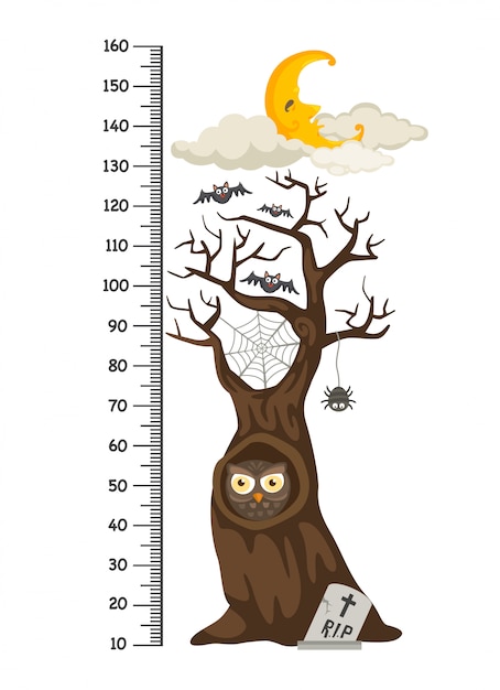 Vector metro de pared con arbol de halloween