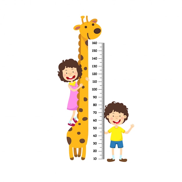 Vector metro de pared con niño y niña. ilustración vectorial