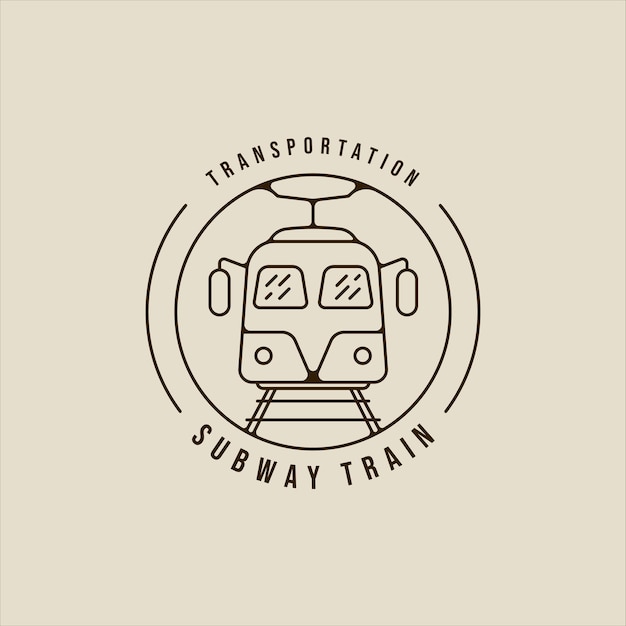 Metro tren logo línea arte vector simple ilustración minimalista plantilla icono diseño gráfico transporte ferroviario signo o símbolo para el concepto de transporte de negocios o viajes con placa de círculo