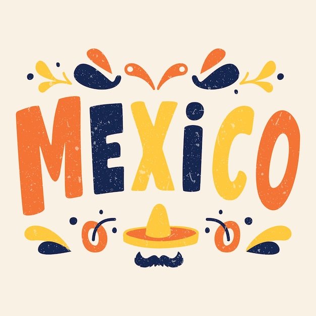 Vector méxico cita tarjeta de felicitación para las vacaciones mexicanas logotipo de letras planas de méxico