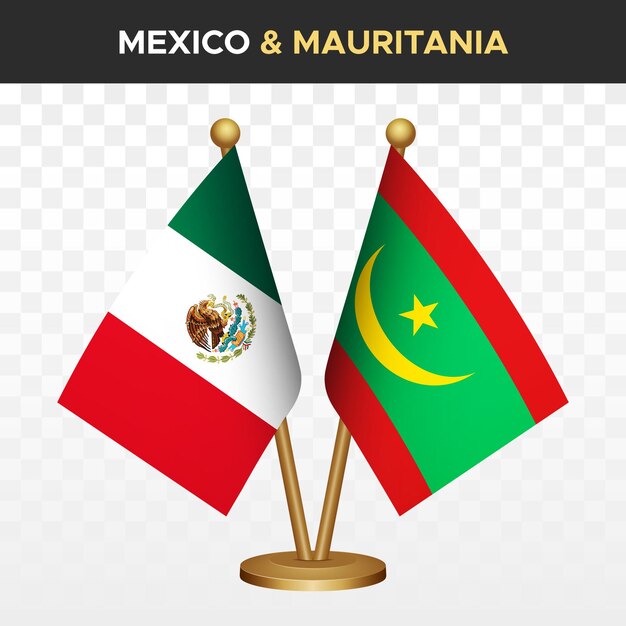 México contra Mauritania banderas mexicanas 3d bandera de escritorio de pie Bandera de México