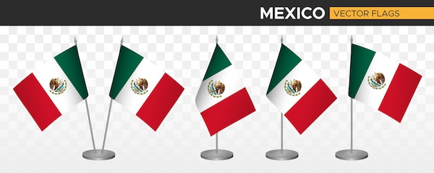 México escritorio banderas maqueta 3d vector ilustración mesa bandera de méxico