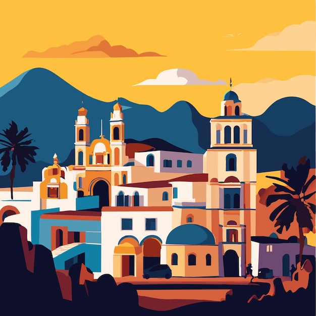 Vector méxico hermosos edificios ilustración vectorial