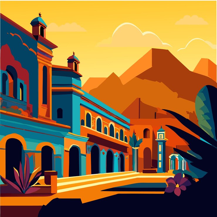Vector méxico hermosos edificios ilustración vectorial