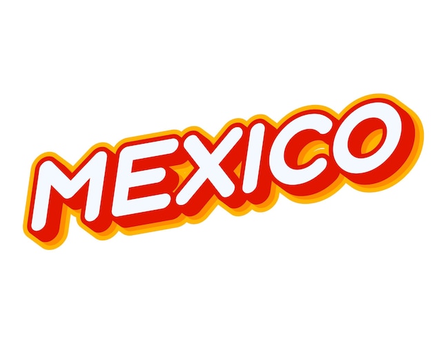 México país y ciudad Letras de frase aisladas en blanco vector de diseño de efecto de texto colorido Texto o inscripciones en inglés El diseño moderno y creativo tiene colores rojo naranja amarillo