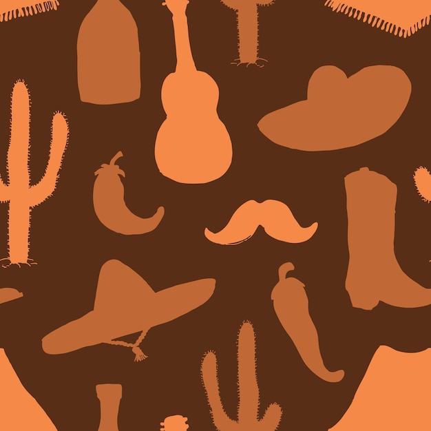 México, patrones sin fisuras, garabato, elementos, vector, ilustración