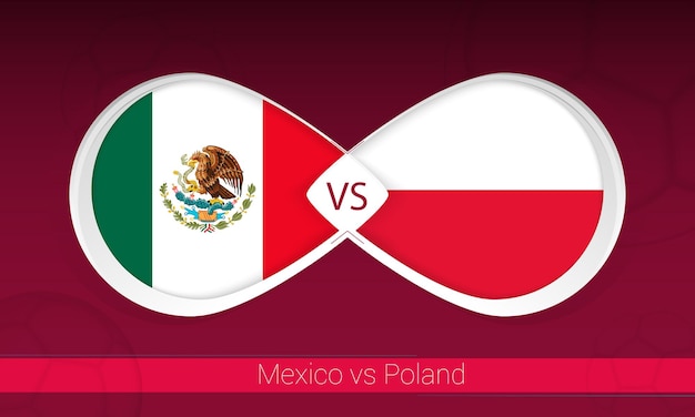 México vs Polonia en el Grupo de Competencia de Fútbol A Versus icono en el fondo de Fútbol