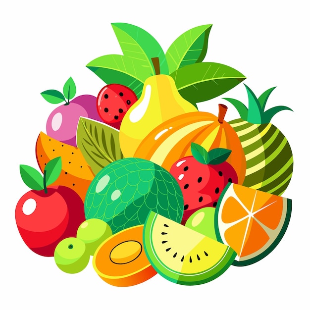 Vector mezcla de frutas frescas aisladas