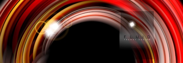 Mezcla de ondas de color en formas fluidas de líquido negro