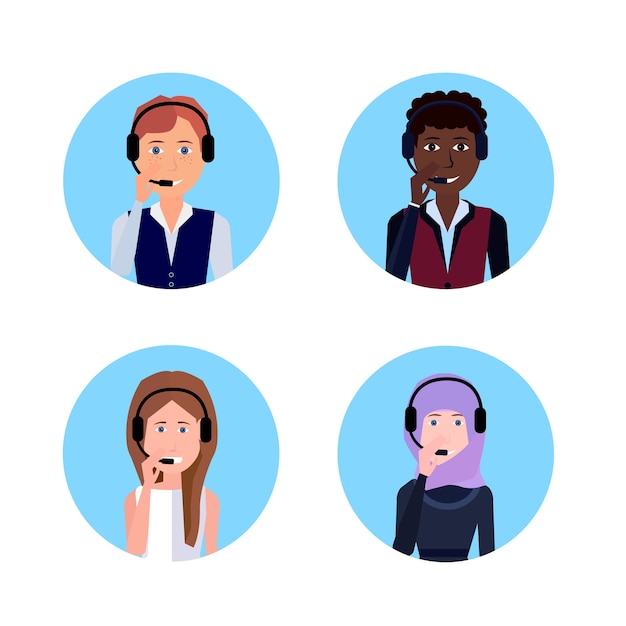 mezcla raza diversa centro de llamadas agente de auriculares