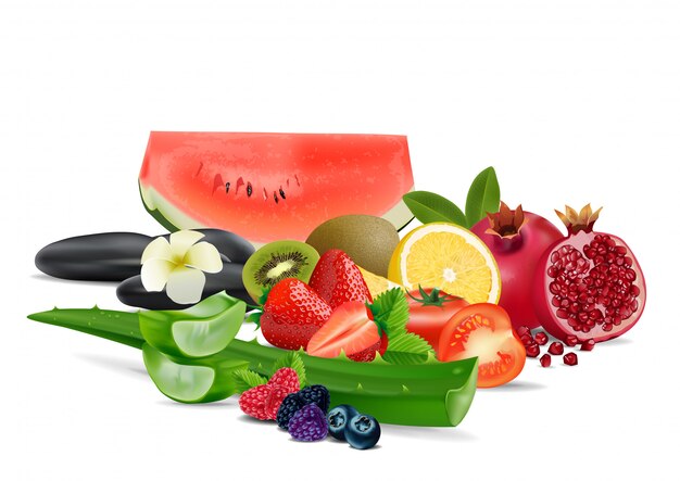 Vector mezcla saludable de frutas