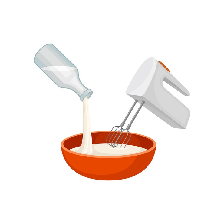Vector mezclador bate la leche en la ilustración de vector de taza