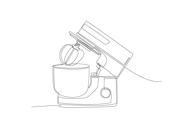 Mezclador de cocina de dibujo continuo de una línea Concepto de electrodomésticos de cocina Ilustración gráfica vectorial de diseño de dibujo de una sola línea