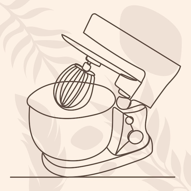 Mezclador de dibujo en un vector aislado de línea continua