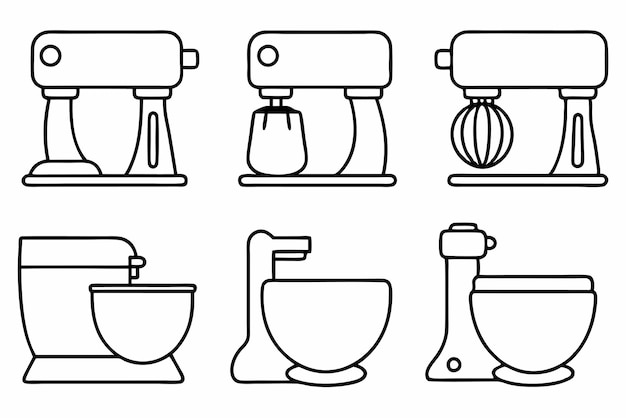 Mezcladores para el soporte de la cocina Arte de línea vibrante Conceptos de ilustración Ideas
