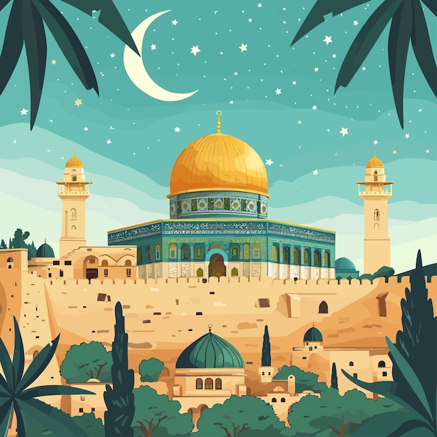 Vector la mezquita de al-aqsa es de origen islámico