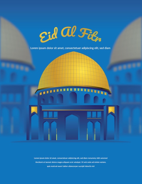 Vector la mezquita azul para el eid al fitr