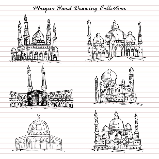 Mezquita colección de dibujo a mano