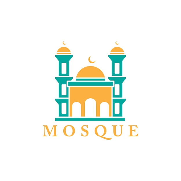 mezquita culto islámico colorido logotipo línea arte vector icono símbolo diseño minimalista
