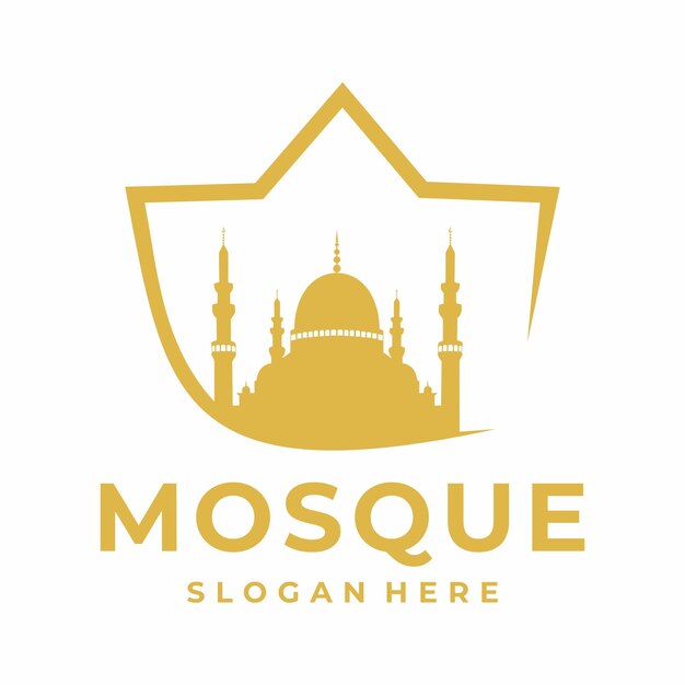 Mezquita con diseño de logotipo de línea abstracta Ícono vectorial del logotipo de la mezquita islámica