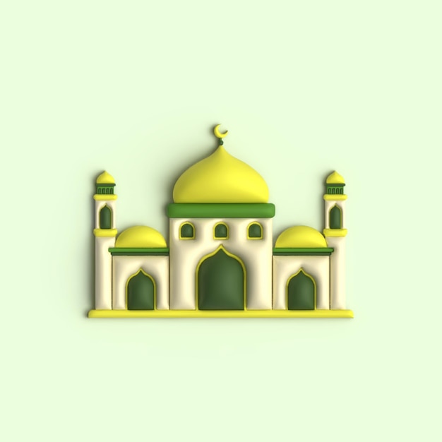 una mezquita en estilo 3D