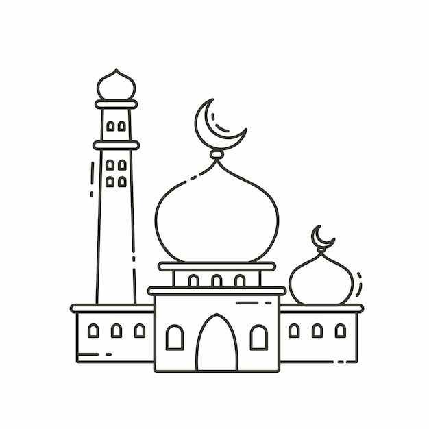 Mezquita estilo minimalista aislado sobre un fondo blanco.