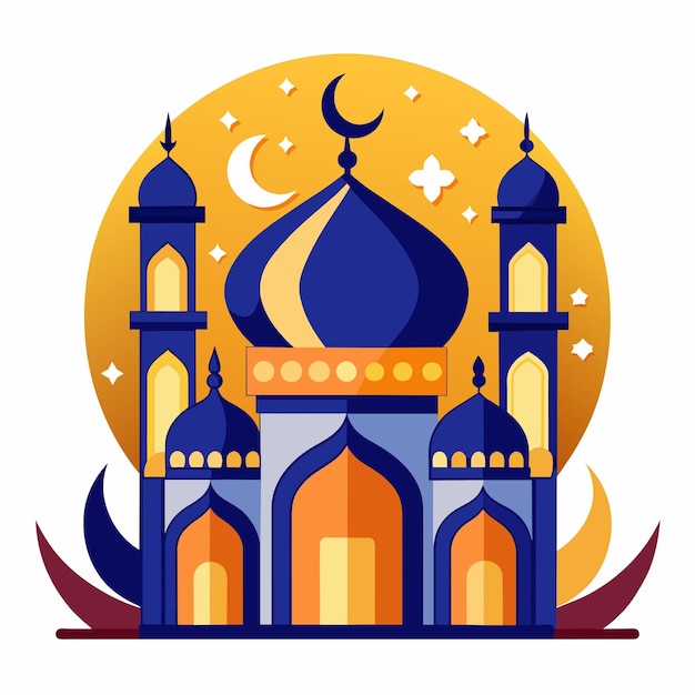 Mezquita de estilo plano religión musulmana Ilustración vectorial para su diseño