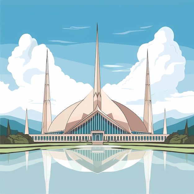 Vector la mezquita de faisal en islamabad, pakistán.