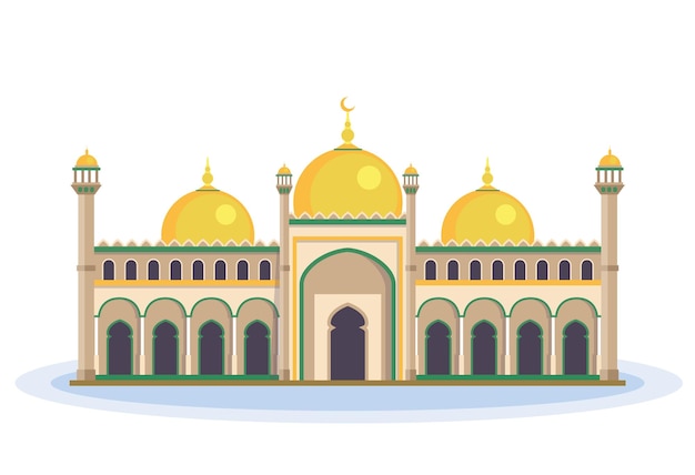 Mezquita en el fondo de la ciudad. ilustración vectorial
