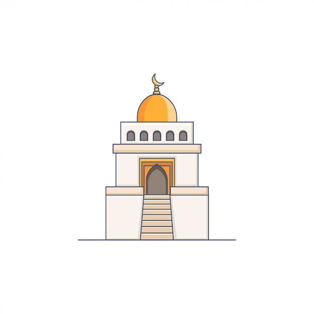 Mezquita icono ilustración cúpula dorada vector