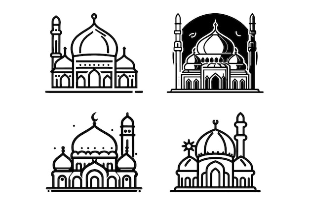 Mezquita Icono ilustración Mezquita logo Mezquita línea arte vector Mezquita Estilo de contorno