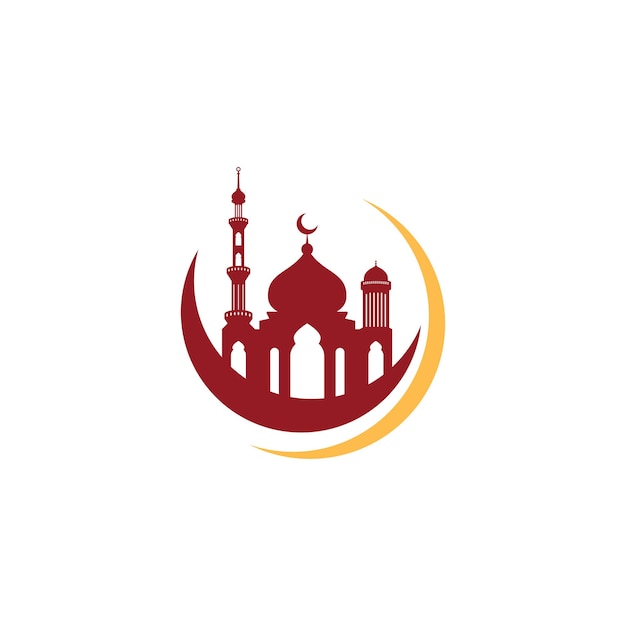 Mezquita icono silueta logo vector ilustración diseño plantilla