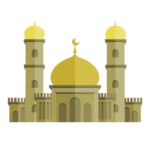 Mezquita islámica geométrica vectorial con ilustración artística de diseño plano