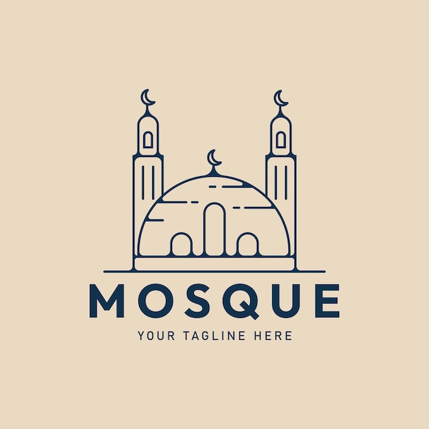 Mezquita islámica línea arte logo minimalista vector ilustración diseño