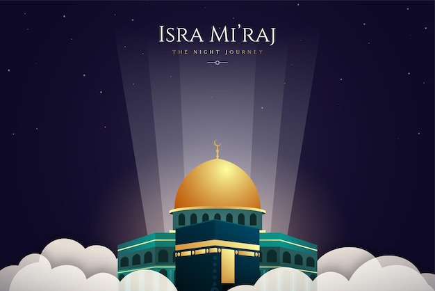 Mezquita isra mi'raj e ilustración kabah