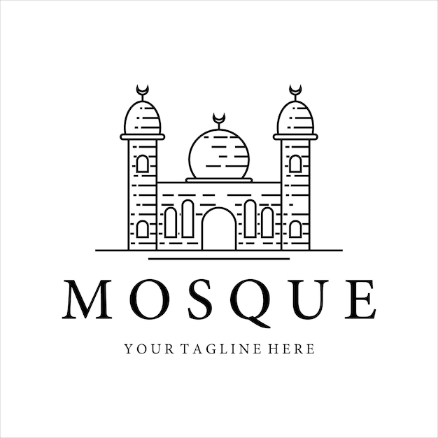 Mezquita línea arte minimalista vector logo ilustración diseño