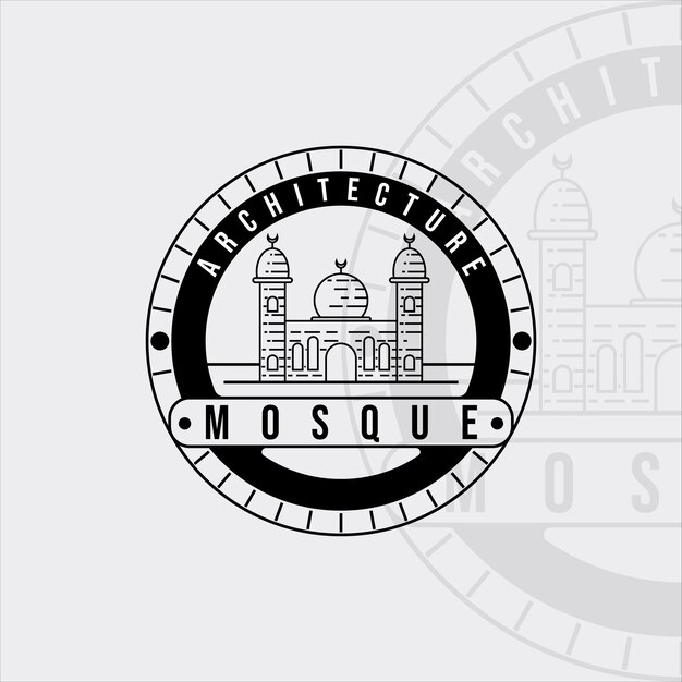 Mezquita línea arte vector logo vintage ilustración diseño
