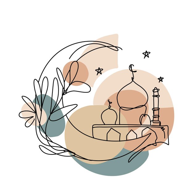 Mezquita en la luna con estrellas Este diseño único es perfecto para sitios web blogs redes sociales