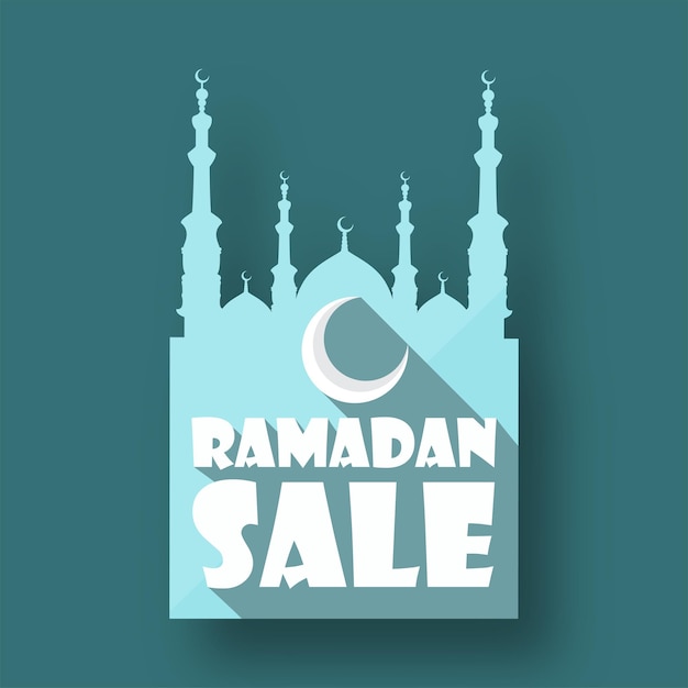 Mezquita con luna ilustración de vector de tarjeta de venta de ramadán