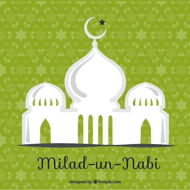 Vector mezquita de mawlid sobre fondo verde